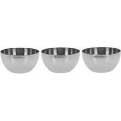 3x Salade serveerschaaltje RVS 13 cm - Saladeschalen