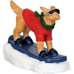 Snowboarding dog