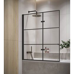 Badplaats Badwand Berkan 120 x 140 cm - Zwart - Badscherm Draaibaar 5 mm dik - Veiligheidsglas en Antikalk