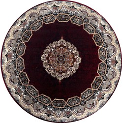 Isfahan Oosters Vloerkleed - Laagpolig - Klassiek Vintage Tapijt - Rond - Rood / Multi - 200 CM ROND- 200 CM ROND