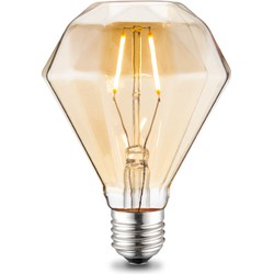 Edison Vintage LED filament lichtbron Diamond - Amber - D95 9.5/9.5/13.5cm - geschikt voor E27 fitting - 2W 160lm 2700K - warm wit licht