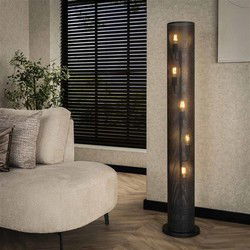 Hoyz Collection - Vloerlamp 5L Koker Mesh - Artic Zwart