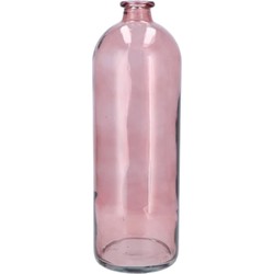 DK Design Bloemenvaas fles model - helder gekleurd glas - zacht roze - D14 x H41 cm - Vazen