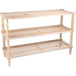 Alpina Schoenenrek - hout - 3-laags - 74 x 26 x 48 cm - schoenenbank - Schoenenrekken