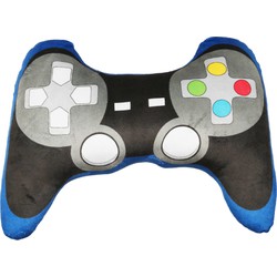 Kruger Game controller pluche kussen - 25 cm - grijs/blauw - fun cadeaus/sierkussens - Sierkussens