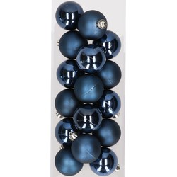 16x stuks kunststof kerstballen donkerblauw 4 cm - Kerstbal