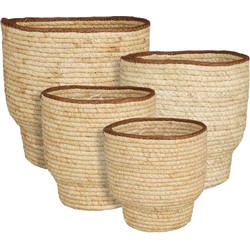 Mica Decorations Mand Darcy - 25x25x25 cm - Maisblad - Bruin - Set van 4