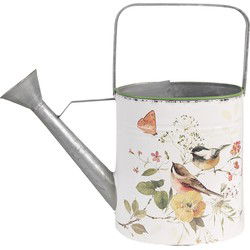 Clayre & Eef Decoratie Gieter 34x12x32 cm Wit Metaal Vogels