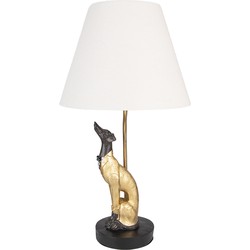 Clayre & Eef Tafellamp Hond Ø 30x56 cm Goudkleurig Kunststof Bureaulamp