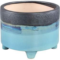 PTMD Isidora Blue ceramic pot on feet grey top L