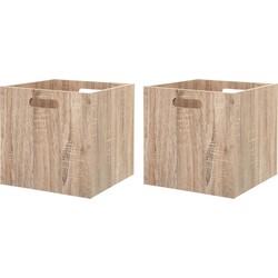 Kast opbergmand/kastmand - 2x - lichtbruin - mdf hout - 29 liter - 31 x 31 x 31 cm - inklapbaar - Opbergkisten