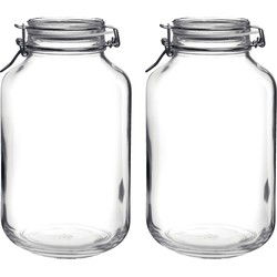 2x stuks weckpotten/inmaakpotten 4000ml/4ltr met beugelsluiting 15 x 28 cm - Weckpotten