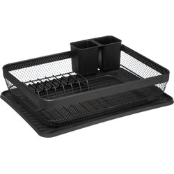 5Five Luxe afdruiprek - zwart - met lekbak - 43 x 32 cm - metaal - Afdruiprekken