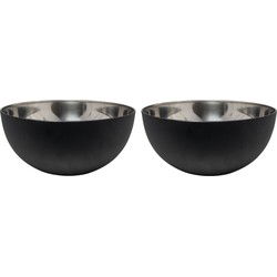 Svenska Living Salade/voedsel serveer schaal - 2x - zwart - 23 x 11 cm - Saladeschalen