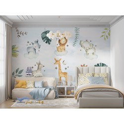 Safari droom - Kinderbehang - 389,6 cm x 280 cm - Walloha 