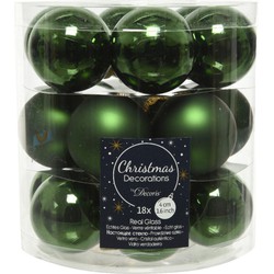 18x stuks kleine glazen kerstballen donkergroen (pine) 4 cm mat/glans - Kerstbal