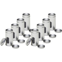 Rond kruidenpotje met strooier - 8x - 10 x 5 cm - Kruidenstrooier - Voorraadblikken
