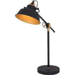 Zwarte bureaulamp met gouden details Mexlite Nové Goud