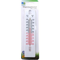 Alma garden binnen/buiten thermometer - plastic - wit - 21 cm - Buitenthermometers