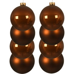 8x stuks glazen kerstballen kaneel bruin 10 cm mat/glans - Kerstbal