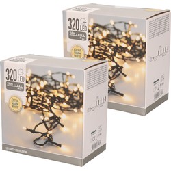 Set van 2x stuks kerstverlichting extra warm wit buiten 320 lampjes 2400 cm - Kerstverlichting kerstboom