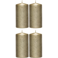 4x Kaarsen creme goud 7 x 13 cm 25 branduren sfeerKaarsen - Stompkaarsen