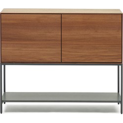 Kave Home - Vedrana 2-deurs dressoir in walnootfineer met stalen poten, 97,5 x 80 cm