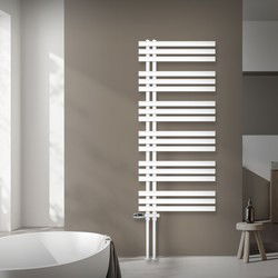 Badkamerradiator middenaansluiting 600x1400 mm Wit met onderaansluitset LuxeBath