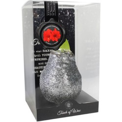 Bloembol Rode Amaryllis Wax kaarsvet Glitter Zilver cadeauverpakking 'Zwart Karton' Kebol