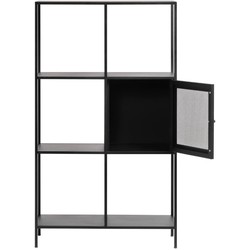 Boekenkast Zwart - 35x80x138cm - Metaal - Kast Malibu