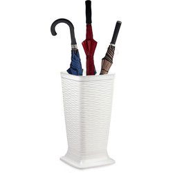 Plasticforte Paraplubak/parapluhouder Waves - ivoor wit - glad kunststof - D26 x H52 cm - hoge voet - Paraplubakken