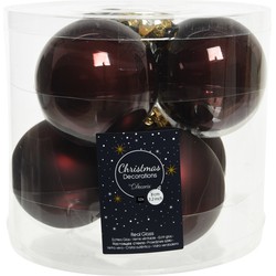 12x stuks glazen kerstballen mahonie bruin 8 cm mat/glans - Kerstbal