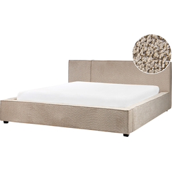 MIRANDE - Tweepersoonsbed - Taupe - 180 x 200 cm - Bouclé