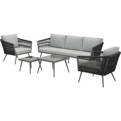 Canberra loungeset - 5-delig - arctic grey - rope dark grey-light grey
