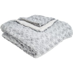 Atmosphera Sprei/deken/plaid - zilvergrijs - polyester - 120 x 160 cm - geknoopt motief - Plaids