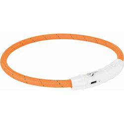TRIXIE HALSBAND HOND FLASH LICHTHALSBAND USB TPU / NYLON ORANJE 35X0,7 CM