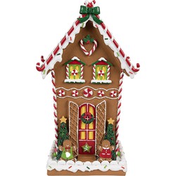 Clayre & Eef Gingerbread house 18x14x31 cm Bruin Kunststof Peperkoekhuisje