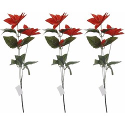 15x stuks rode kerstbloemenen 66 cm - Kunstbloemen