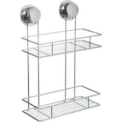 5Five Doucherekje - 2-laags - metaal - zuignappen - 25 x 36 cm - Douche- en badrekjes