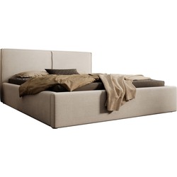 Meubella Tweepersoonsbed Infinity - Beige ribstof - 160x200 cm