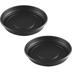 Set van 2x stuks bloempot/plantenpot onderschaal antraciet kunststof diameter 43 cm - Plantenpotten