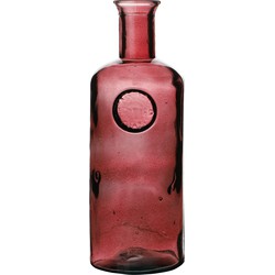 Natural Living Bloemenvaas Olive Bottle - robijn rood transparant - glas - D13 x H27 cm - Fles vazen - Vazen