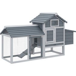4goodz Kippenhok met Uitloop &amp; Nestkast - 54x151x87 cm - Grijs