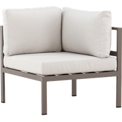 Glen aluminium modulair tuin hoekelement taupe met beige zitkussens - 74 x 65 cm