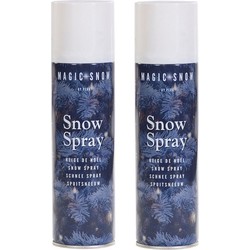 Pakket van 2x stuks busjes met witte spuit sneeuw spray 150 cm voor kerstboom/ramen - Decoratiesneeuw