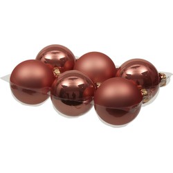 Othmar Decorations Kerstballen - 6x st - koraal roze - 8 cm - glas - Kerstbal