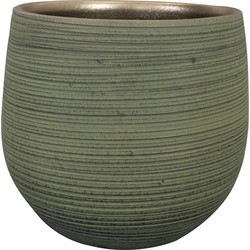 Ter Steege Plantenpot - keramiek - donkergroen - stripes - 26x25cm - Plantenpotten