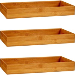 3x Stuks Kast/lade/make-up organizers bamboe hout bakje 38 x 15 x 5 cm - Make-up dozen