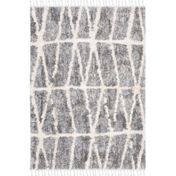 Safavieh Moroccan Shaggy Indoor Woven Area Rug, Berber Fringe Shag Collection, BFG605, in Grey & Cream, 122 X 183 cm