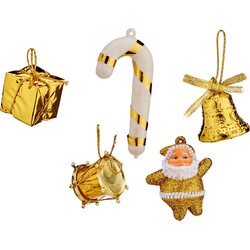 Krist+ Kerstornamenten inclusief piek - 24 st - kunststof - goud - Kersthangers